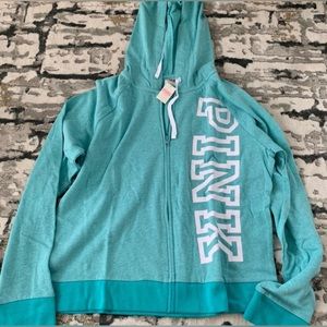 Victoria’s Secret PINK Zip Up Hoodie Teal Size M